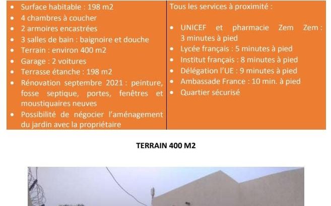 MAISON 4 CHAMBRE À LOUER À ILOT K CONTACTE 0033652583083